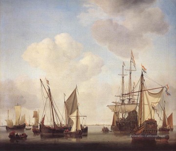 Navires de guerre à Amsterdam marine Willem van de Velde le Jeune Peinture à l'huile